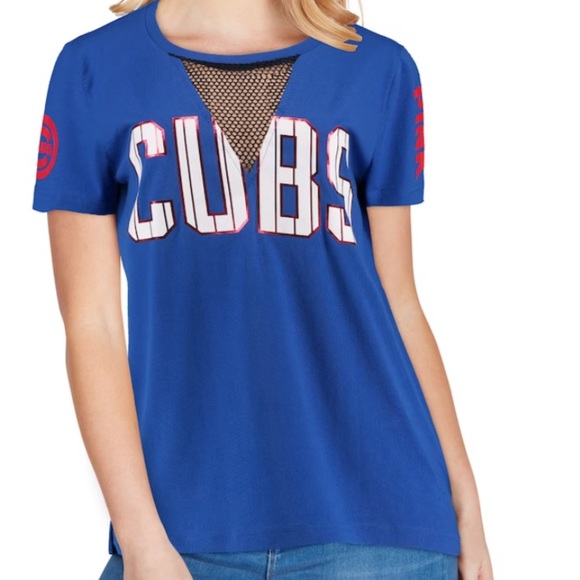 Chicago Cubs PINK by VS Women’s Royal Mesh Campus T-Shirt Blue Size XS or Small - Picture 2 of 3